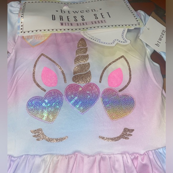 🦄2T unicorn dress set, 3 pieces, new with tag, unicorn outfit, girls 2T - Picture 4 of 12
